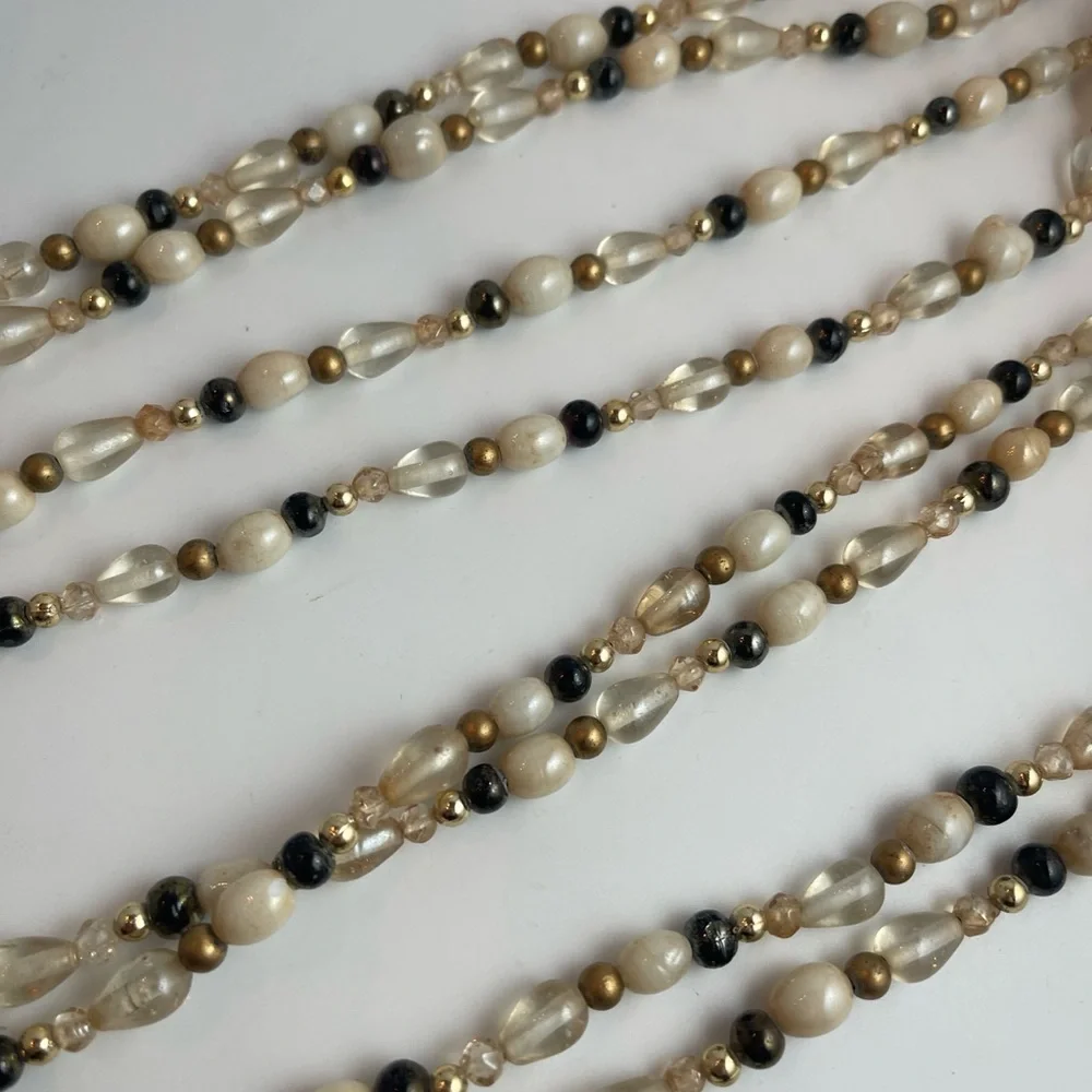 Tie Backs Glass Beads Lot of 2 Cream, Brown & Gold Curtain, Bath Towels Tie Back